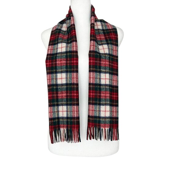 Pendleton Stewart Dress Tartan Plaid Virgin Wool Fringe Scarf - Picture 1 of 7